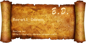 Bereti Dénes névjegykártya